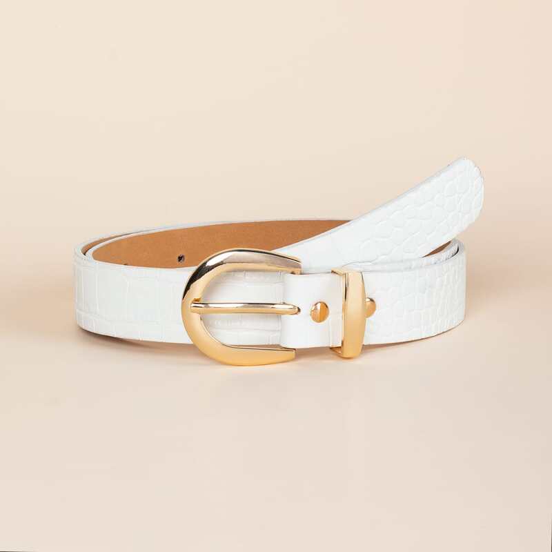 

Metal Buckle Belt, White