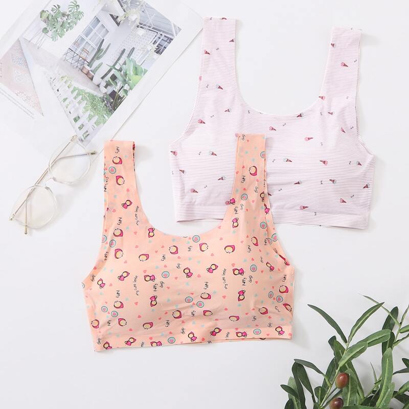 

2pack Cartoon Bra Set, Multicolor