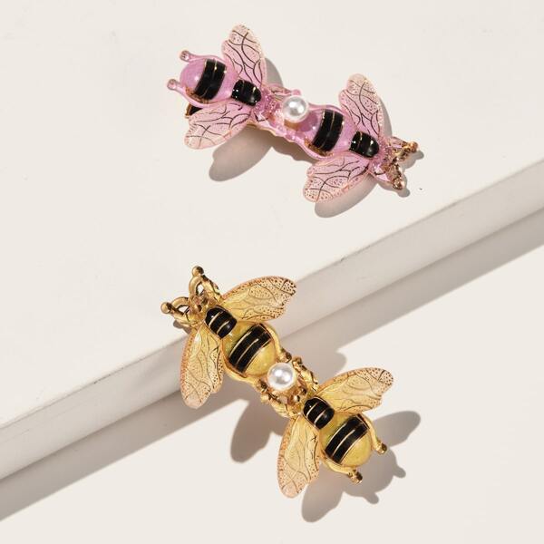 

2pcs Bee Decor Hair Clip, Multicolor