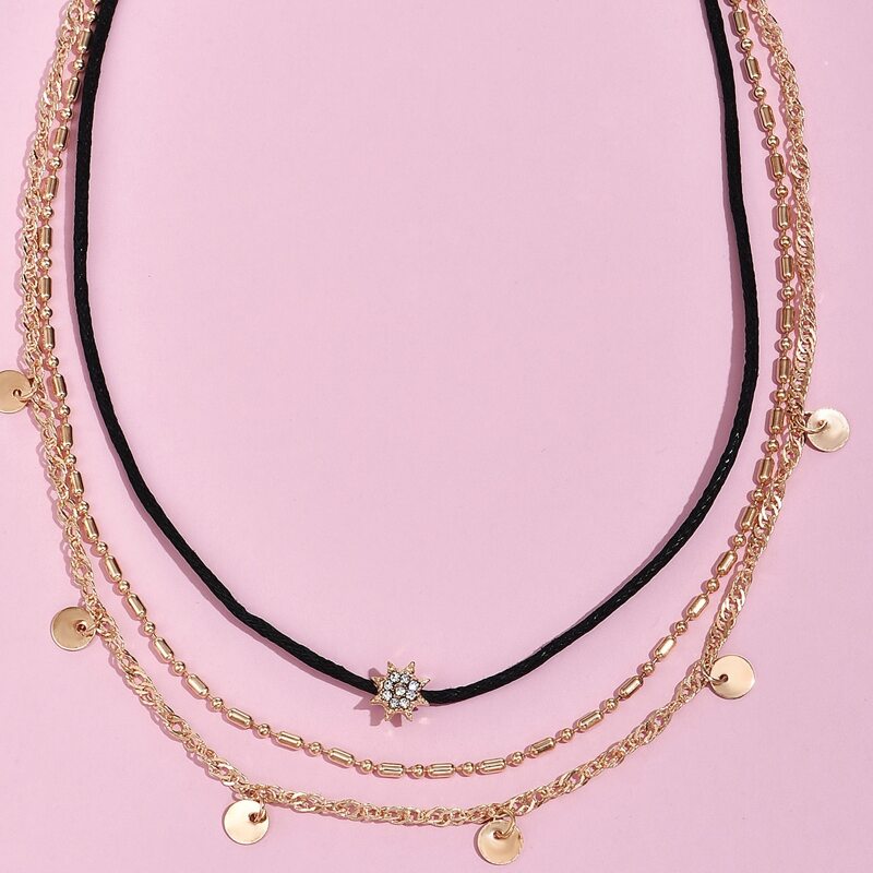 

Disc Layered Necklace, Gold