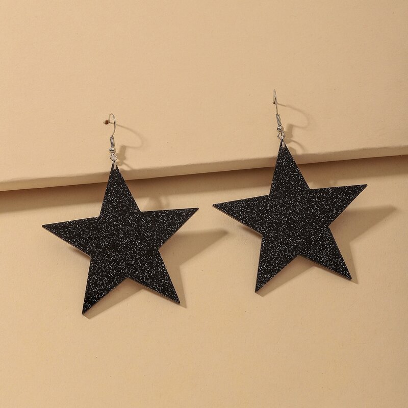 

Star Drop Earrings, Black