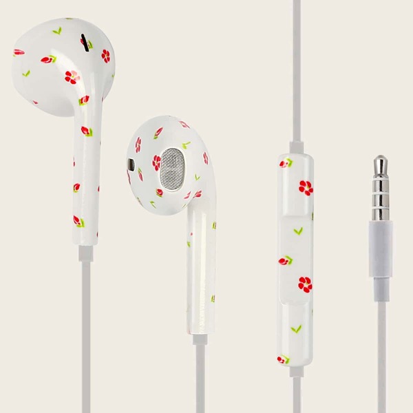 

Calico Print In-ear Headphone, White