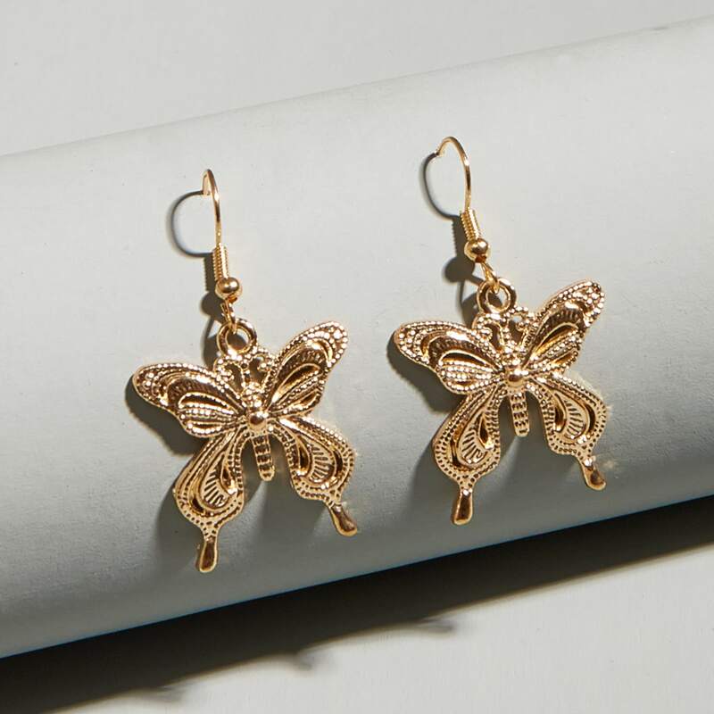 

Butterfly Drop Earrings, Gold