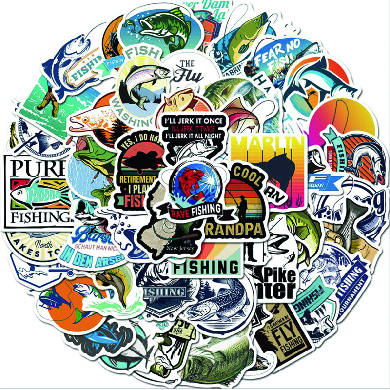 

50pcs Fish Sticker, Multicolor