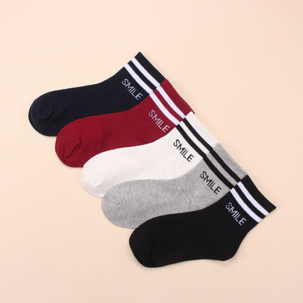 

5pairs Letter Graphic Socks, Multicolor
