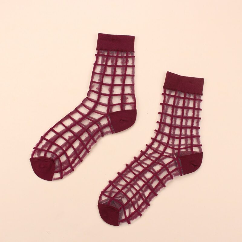 

Grid Mesh Socks, Red