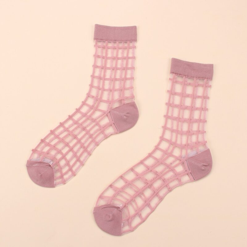 

Grid Mesh Socks, Pink