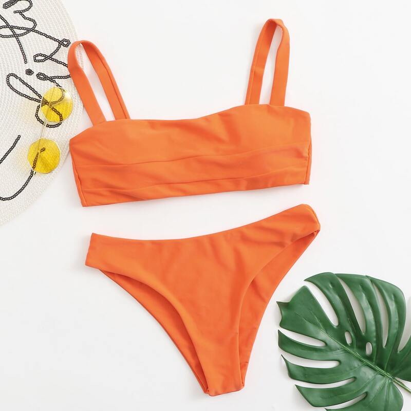 

Seam Detail Knot Back Bikini Swimsuit, Orange