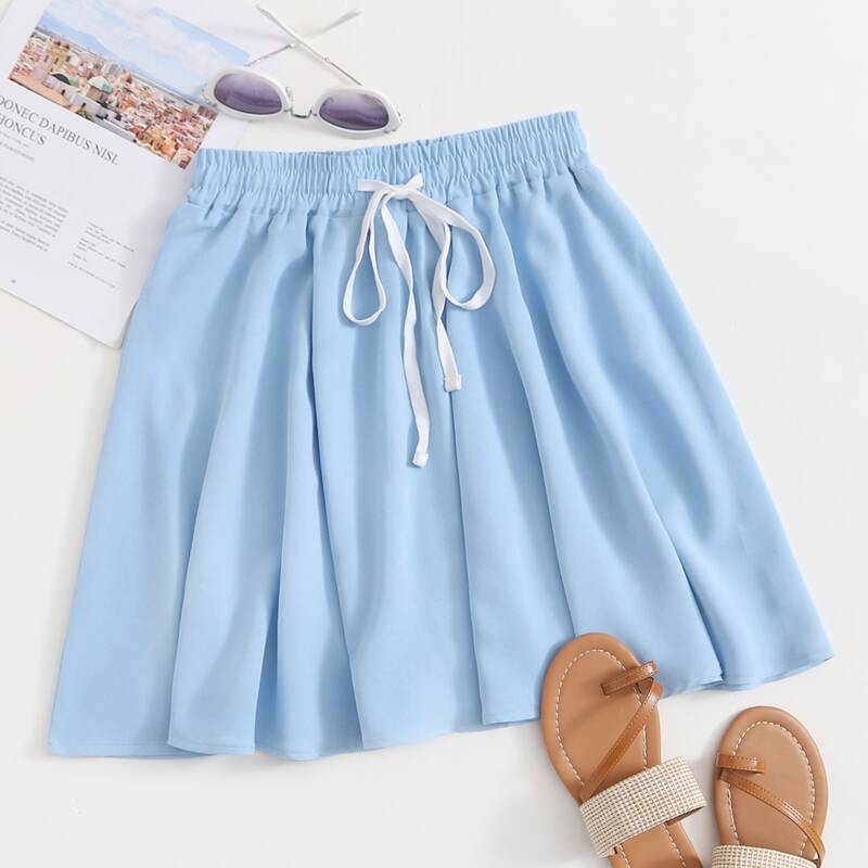 

Solid Skater Skirt, Baby blue