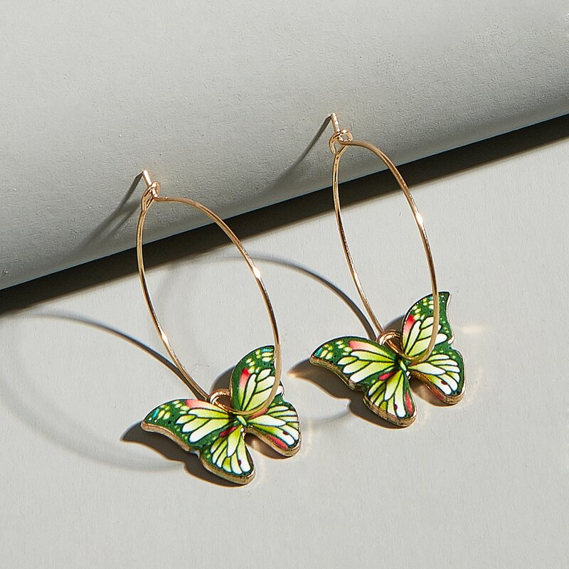 

Butterfly Geo Drop Earrings, Green