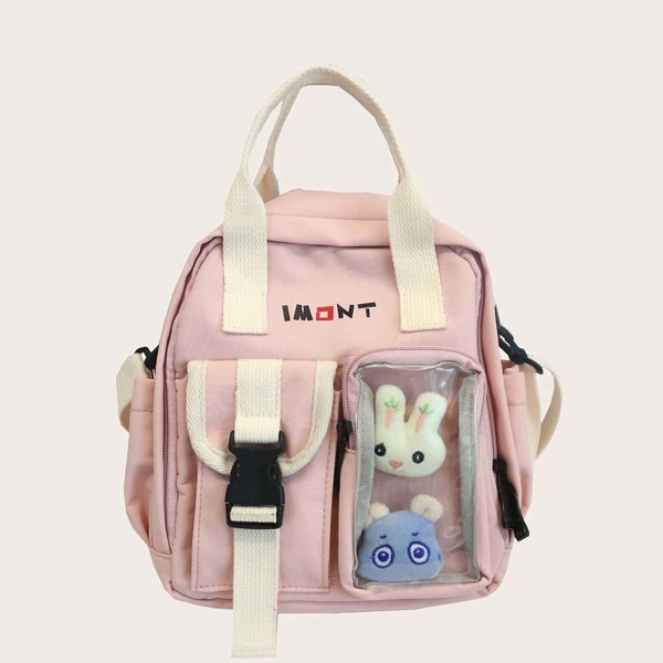 

Letter Detail Pocket Front Backpack, Pink