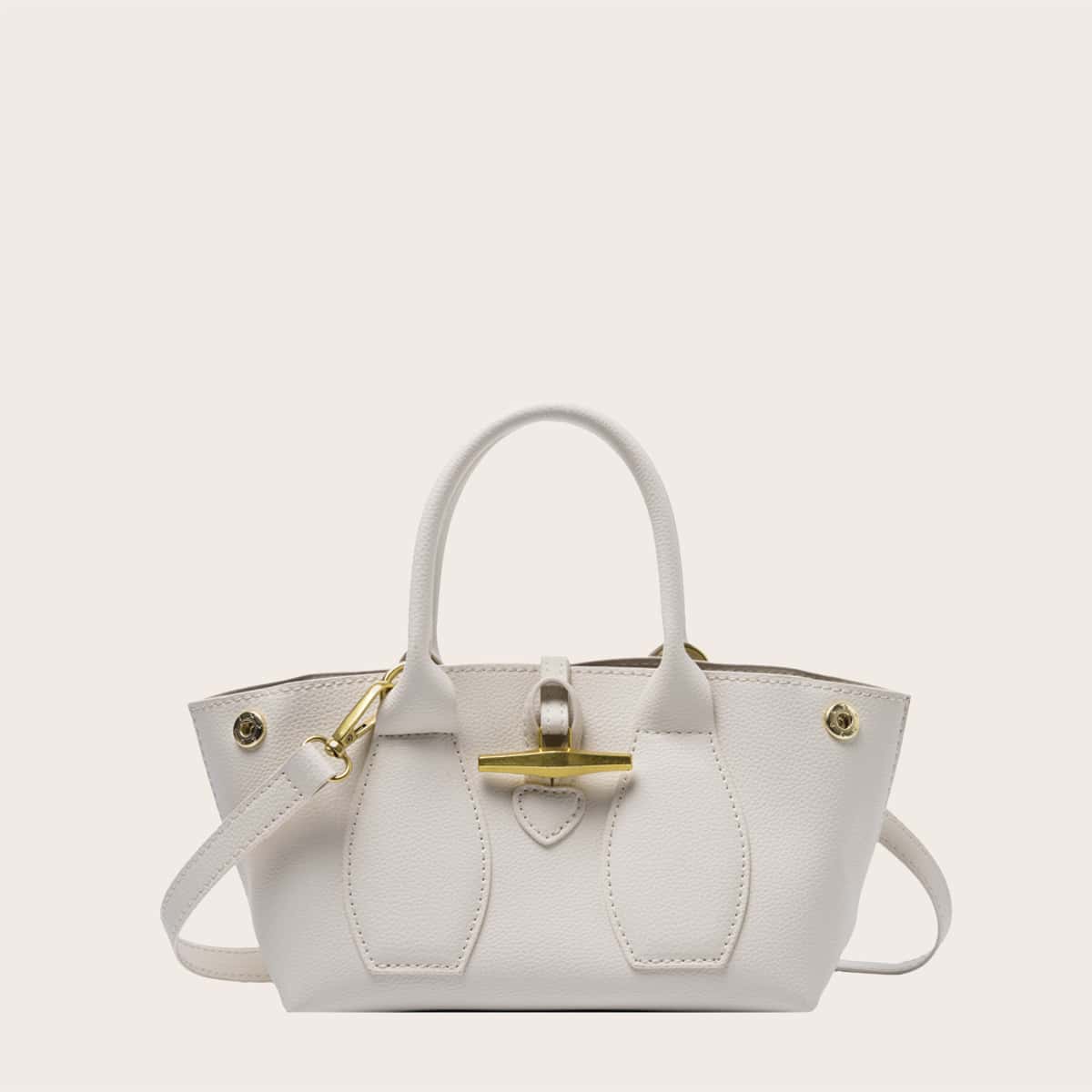

Winged Satchel Bag With Magnetic Button, White
