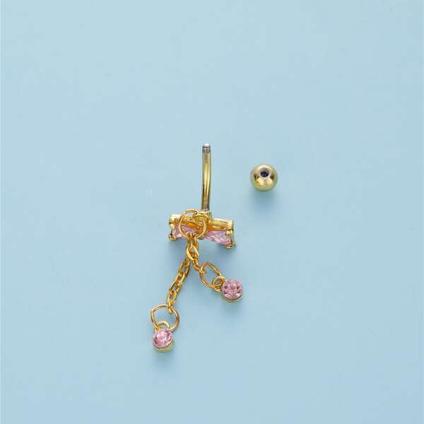 

Rhinestone Bow Belly Bar, Gold