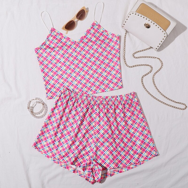 

Plaid Cami PJ Set, Pink