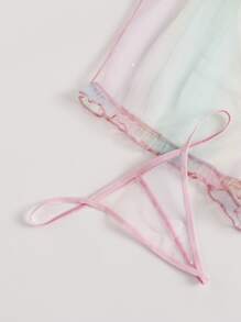 Gradient Sheer Lingerie Set With Thong - Multicolor - View 4