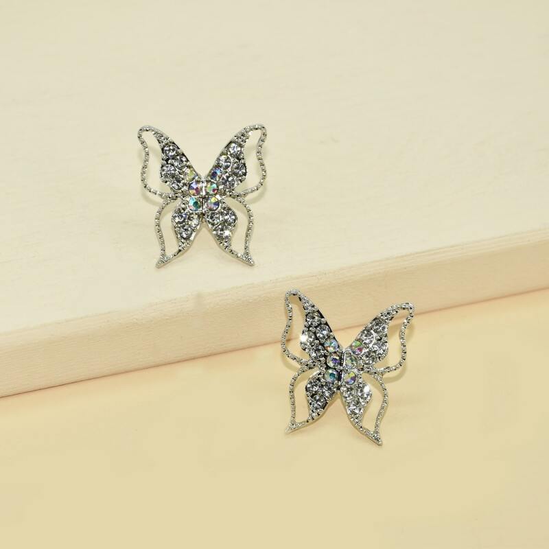 

Butterfly Design Stud Earrings, Silver