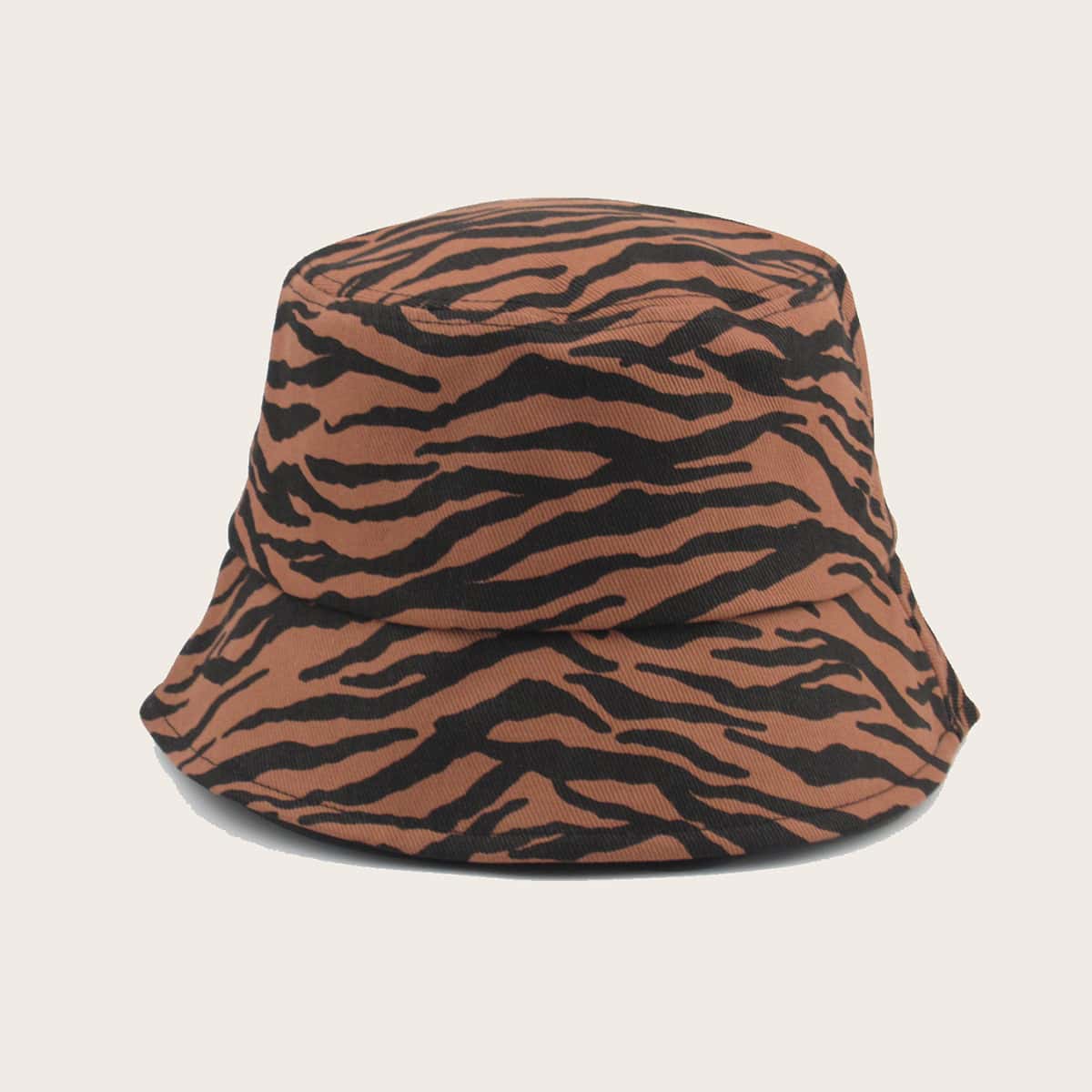 

Guys Zebra Stripe Pattern Bucket Hat, Brown