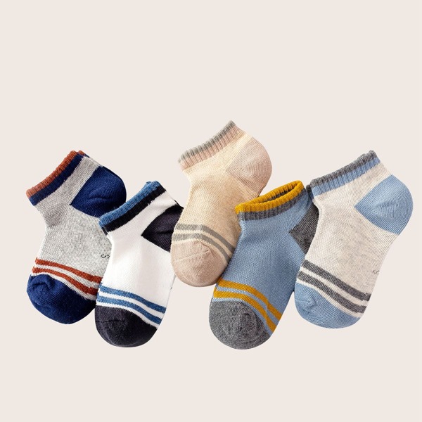 

5pairs Toddler Boys Striped Pattern Socks, Multicolor
