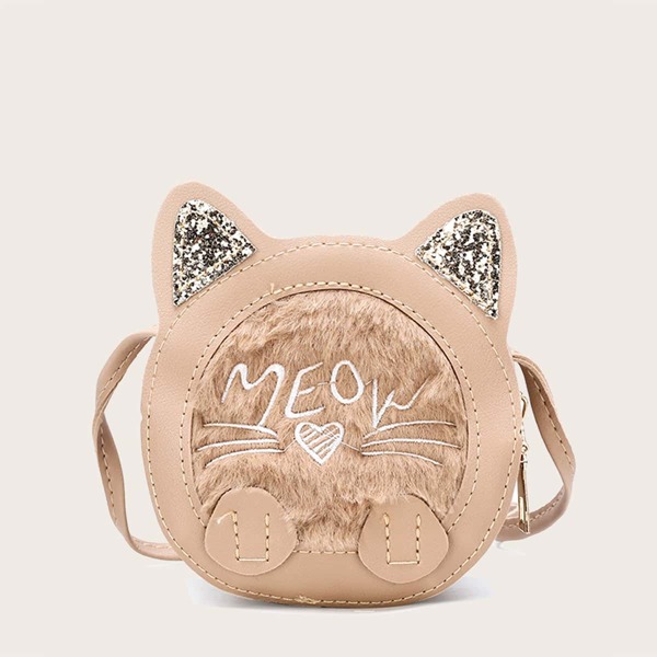 

Girls Glitter Ear Letter Embroidered Bag, Khaki