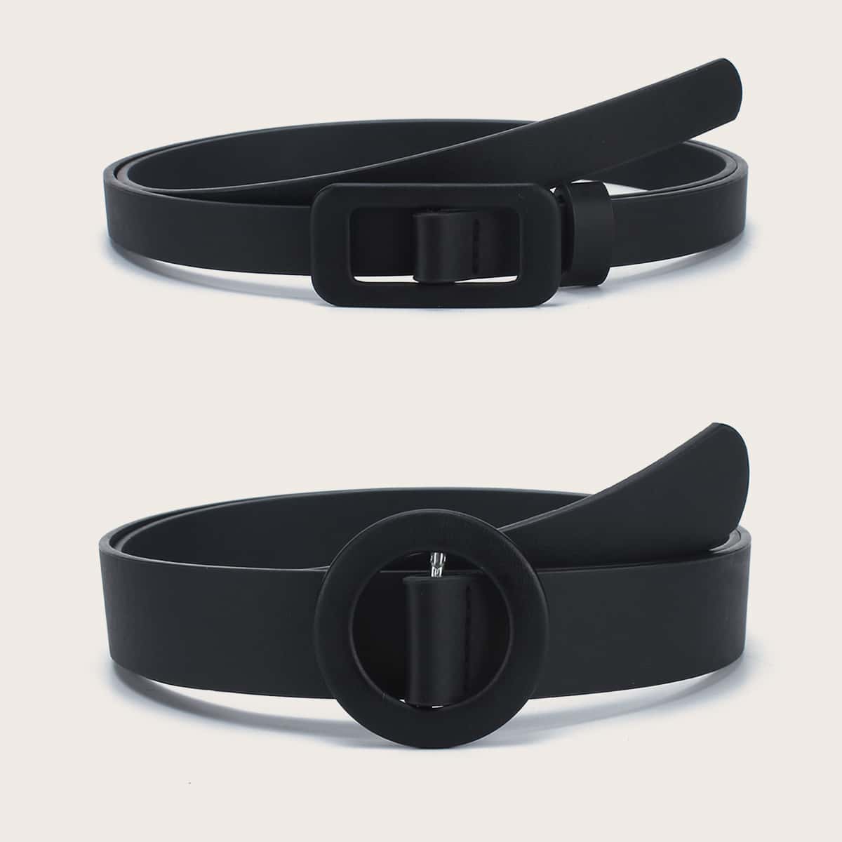 

2pcs Simple Solid Belt, Black