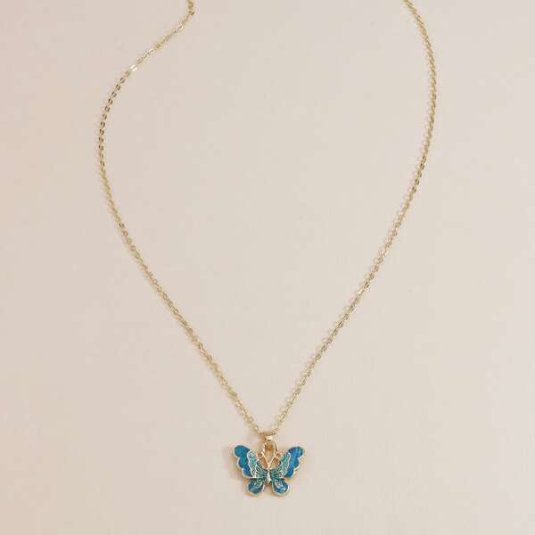 

Butterfly Charm Necklace, Blue