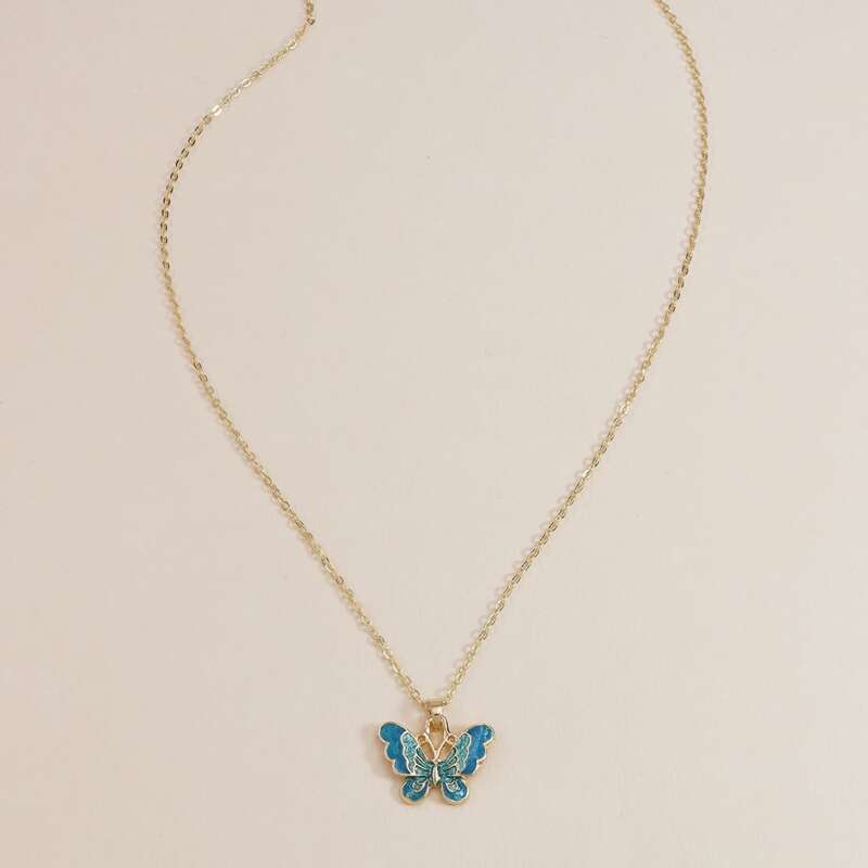 

Butterfly Charm Necklace, Blue