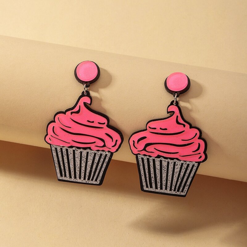 

Ice Cream Design Drop Earrings, Pink