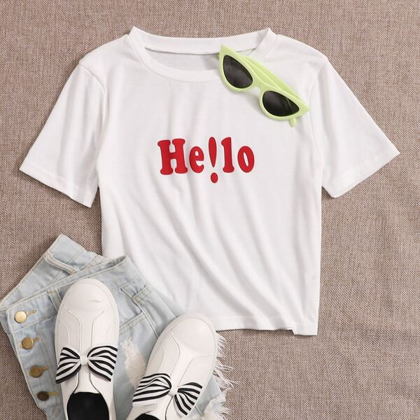

Letter Graphic Round Neck Tee, White
