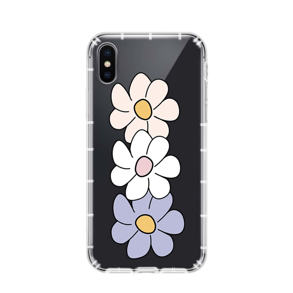 

Flower Print Clear iPhone Case, Pink