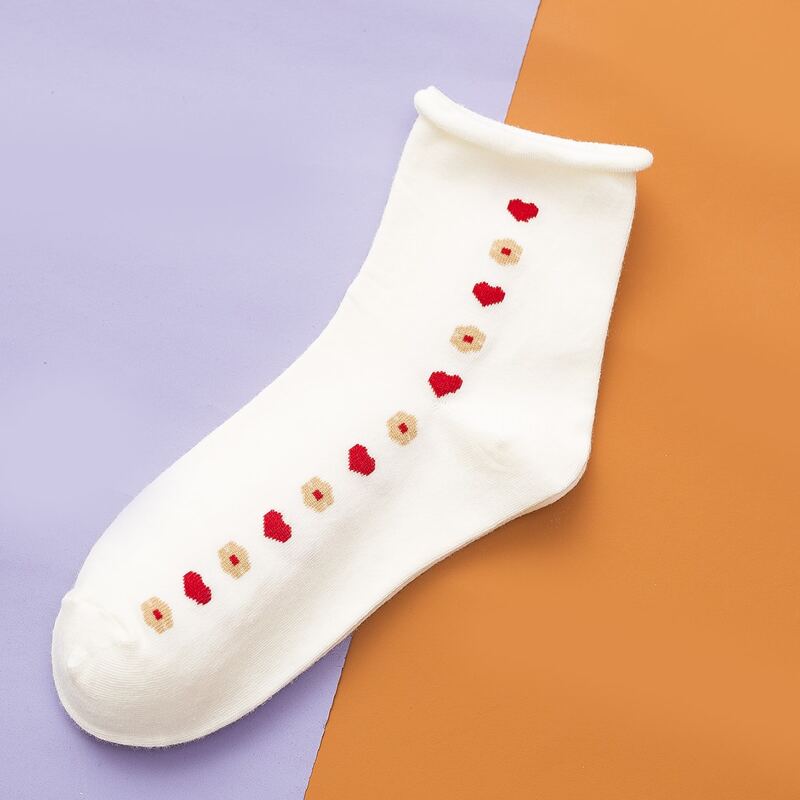 

Heart Pattern Socks, White