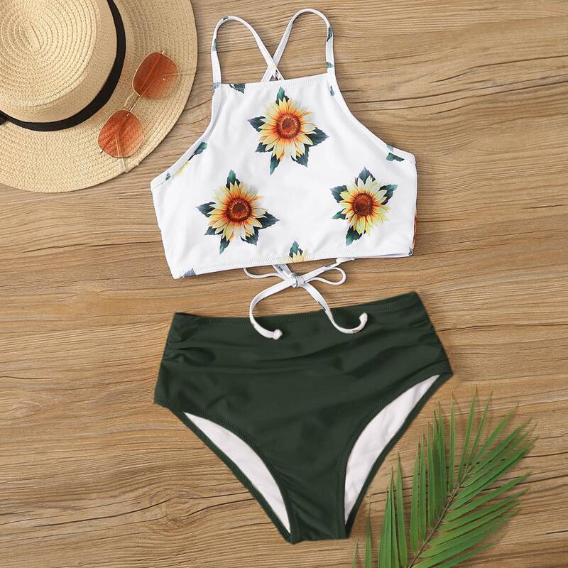 

Sunflower High Waisted Bikini Swimsuit, Multicolor