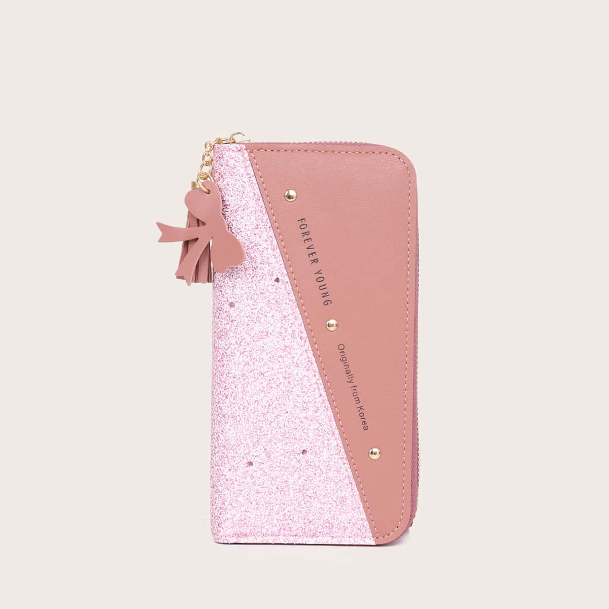 

Letter Graphic Glitter Detail Purse, Pink