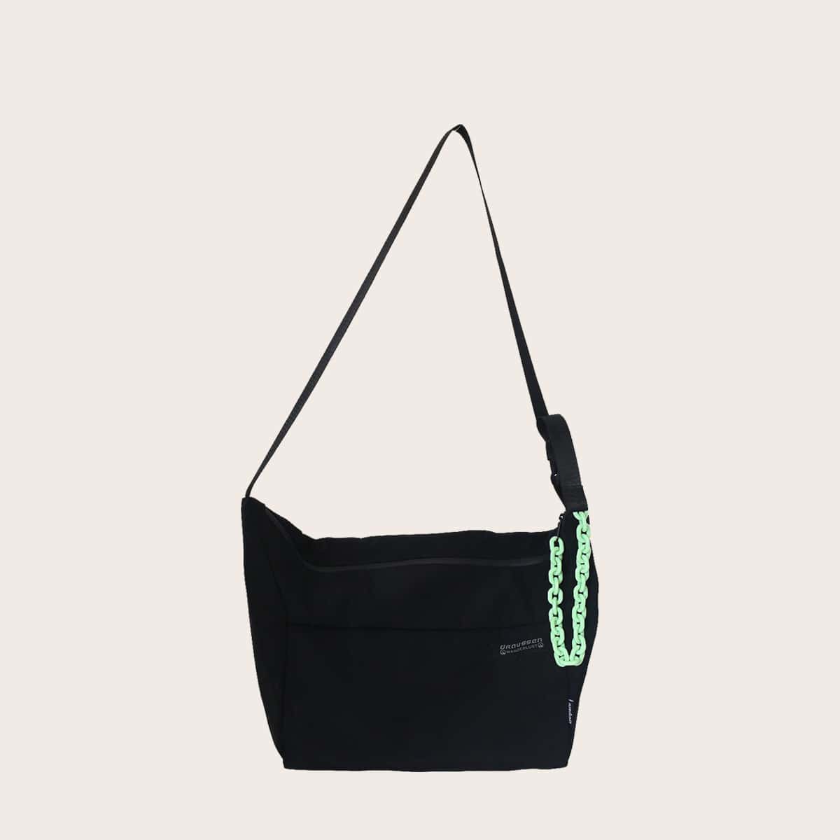 

Guys Chain Decor Crossbody Bag, Black