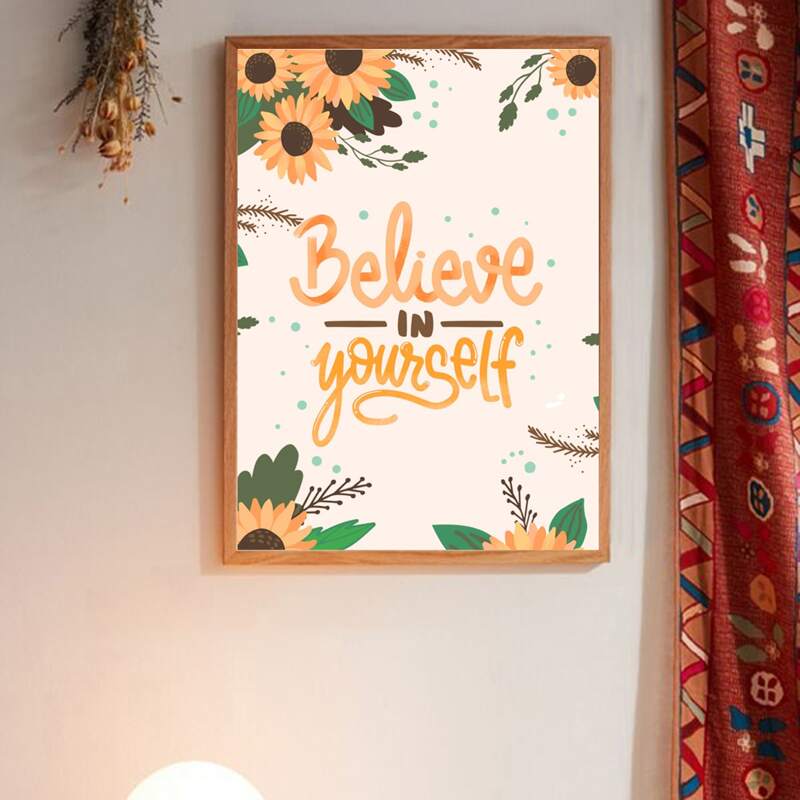 

Slogan Graphic Wall Painting Without Frame, Multicolor