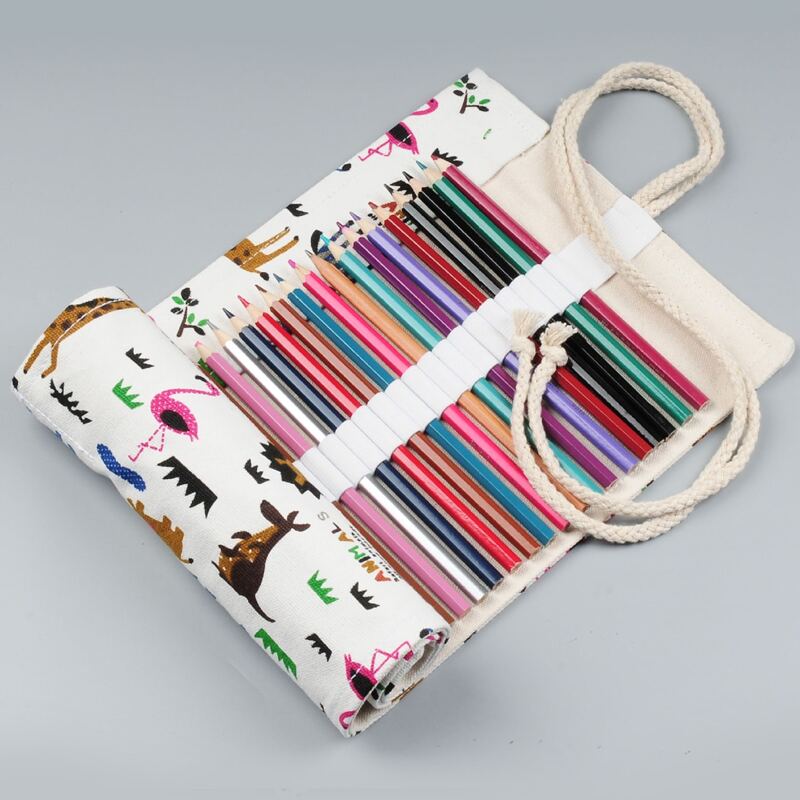 

Cartoon Animal Print Roll Up Pencil Case, Multicolor