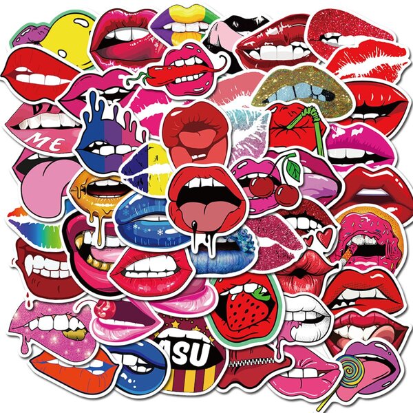 

50pcs Lip Print Sticker, Red
