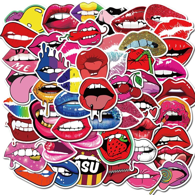

50pcs Lip Print Sticker, Red