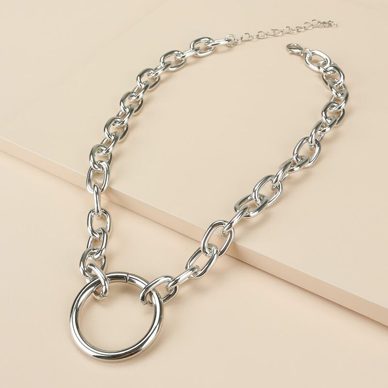

Guys Geo Chain Necklace, Silver