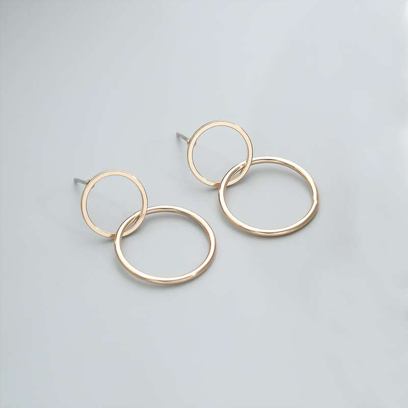 

Guys Round Drop Earrings, Gold