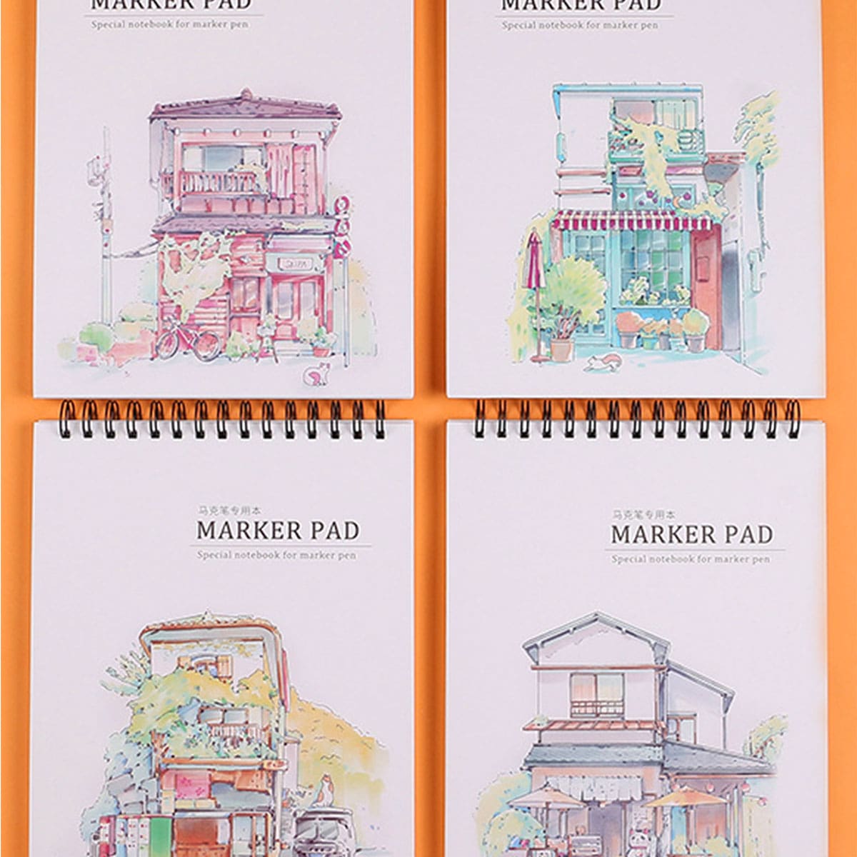 

1pack Building Print Cover Spiral Sketchbook, Multicolor