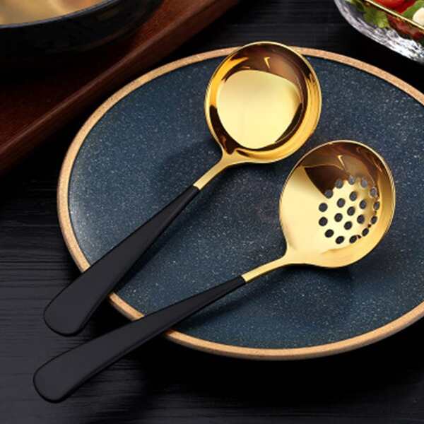 

1pc Stainless Steel Soup Spoon, Gold