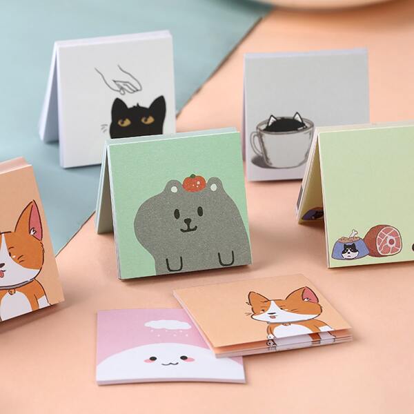 

1pack Cartoon Graphic Memo Pad, Multicolor