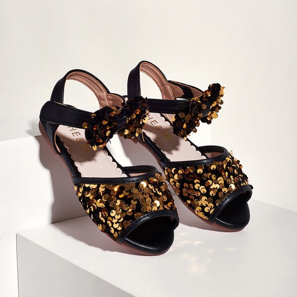

Toddler Girls Sequin & Bow Decor Sandals, Gold