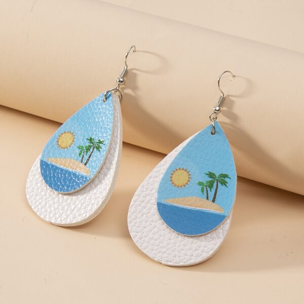 

Tropical Pattern Water Drop Earrings, Multicolor