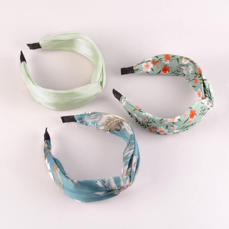 

3pcs Floral Pattern Knot Hair Hoop, Blue