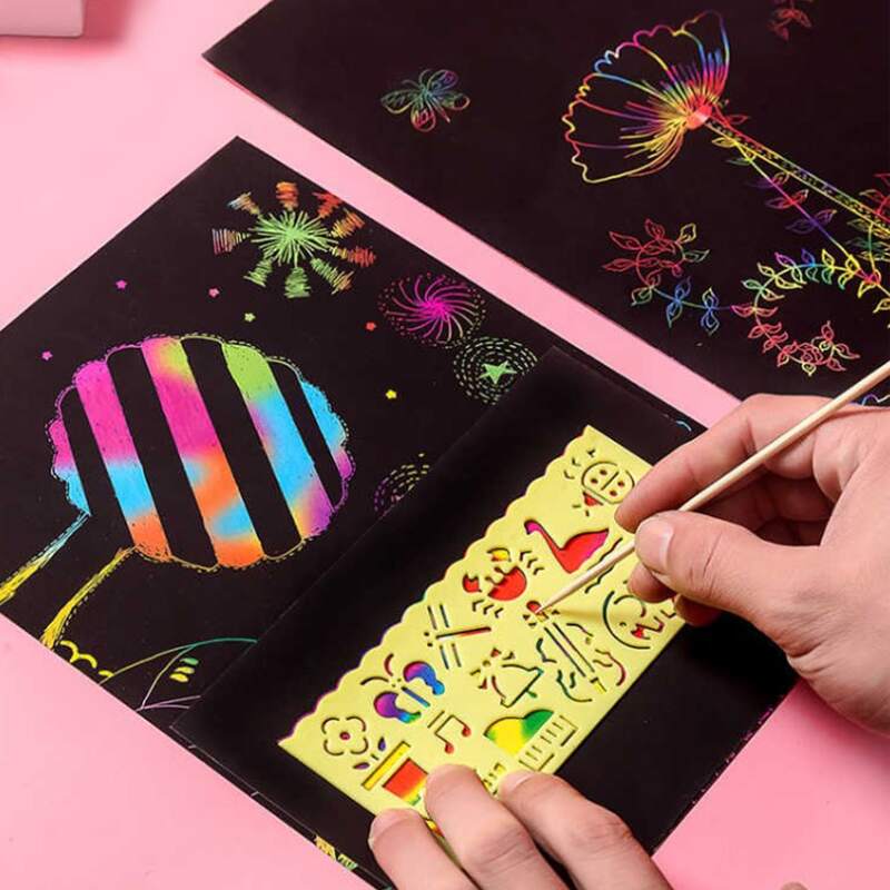 

10sheets Graffiti Drawing Paper With 1set Ruler, Black