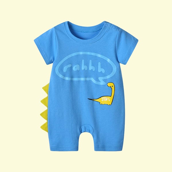 

Baby Boy Cartoon Graphic Romper, Blue