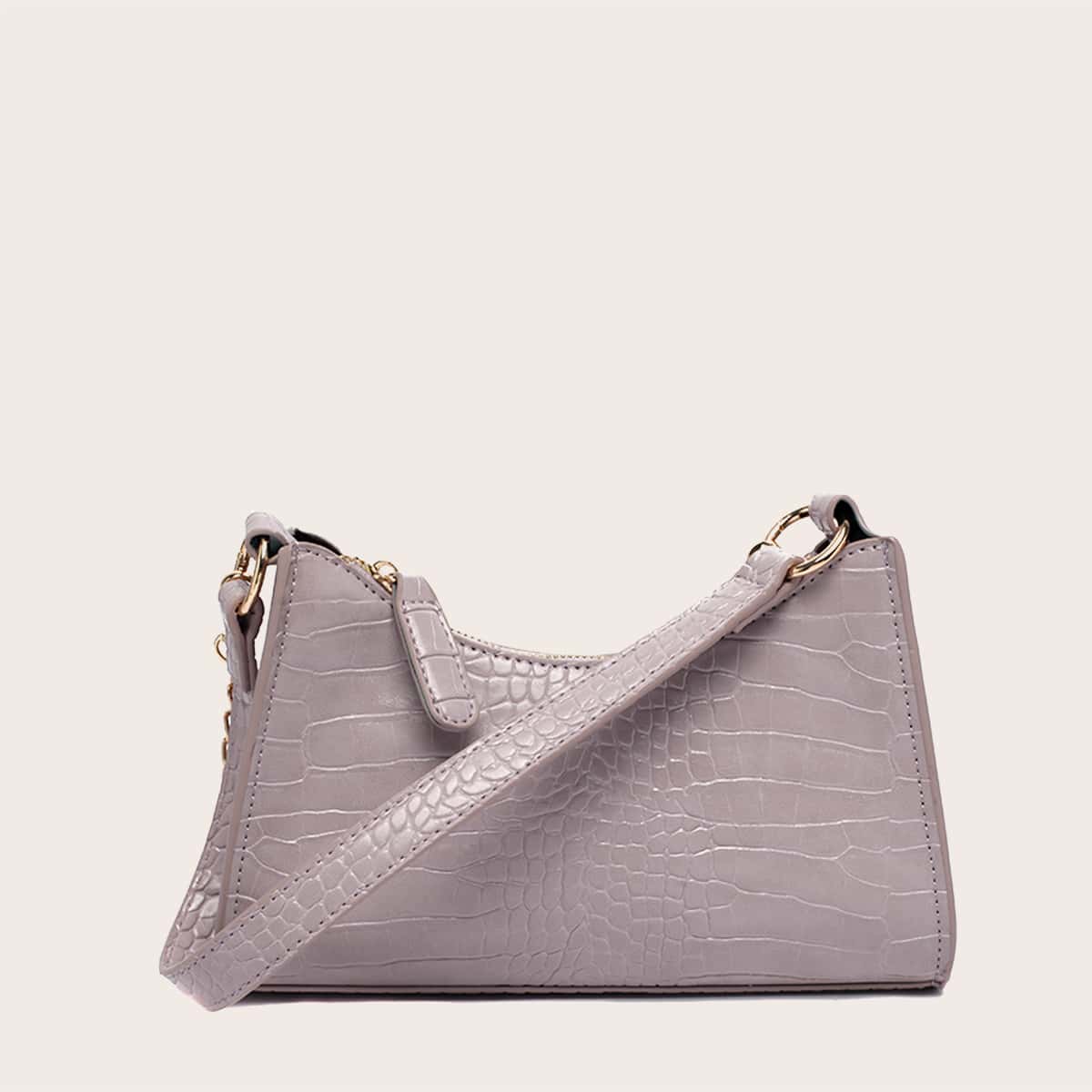 

Croc Embossed Tote Bag, Purple