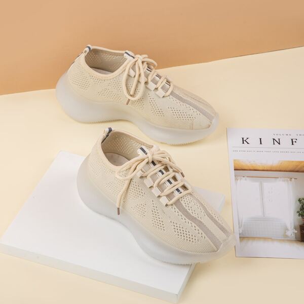 

Lace-up Front Low Top Sneakers, Beige