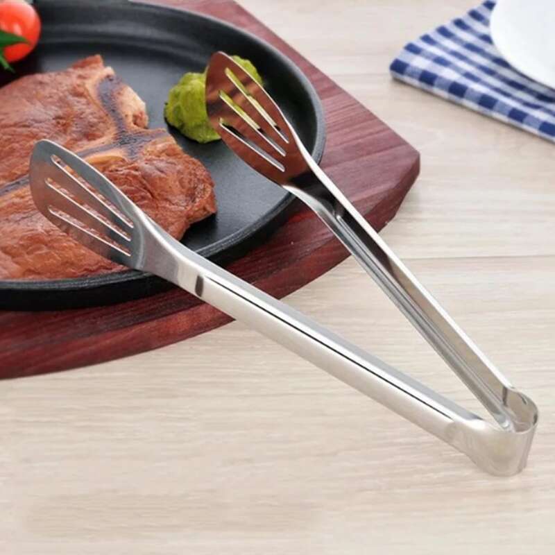 

1pc Stainless Steel Food Clip, Silver